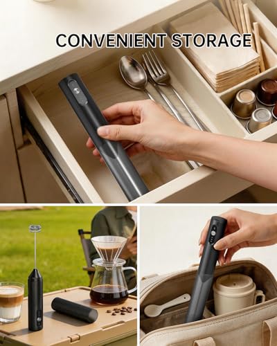 Image of CIRCLE JOY 3-Speed Rechargeable Coffee Frother Electric, Milk Frother Handheld with Dual Spring Whisker for Home Coffee Maker Lattes, Cappuccino & Hot Chocolate