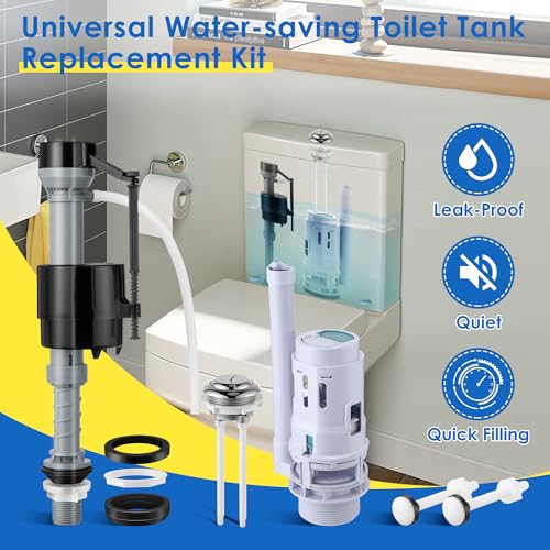 Saillong 1 Pack 3 Inch Universal Toilet Tank Replacement Kit, Include Dual Flush Valve with Push Button, Toilet Fill Valve, Bowl Gasket and Plastic Bolts, Tank Parts Replacement for 2-Piece by Saillong - Image 8