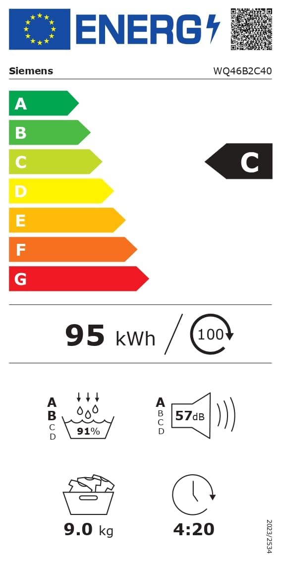 Siemens WQ46B2C40 iQ700 Smarter Wärmepumpen-Trockner 9 kg, varioSpeed-Trocknung, Selbstreinigender Kondensator, Fernsteuerung über App, Sprachsteuerung
