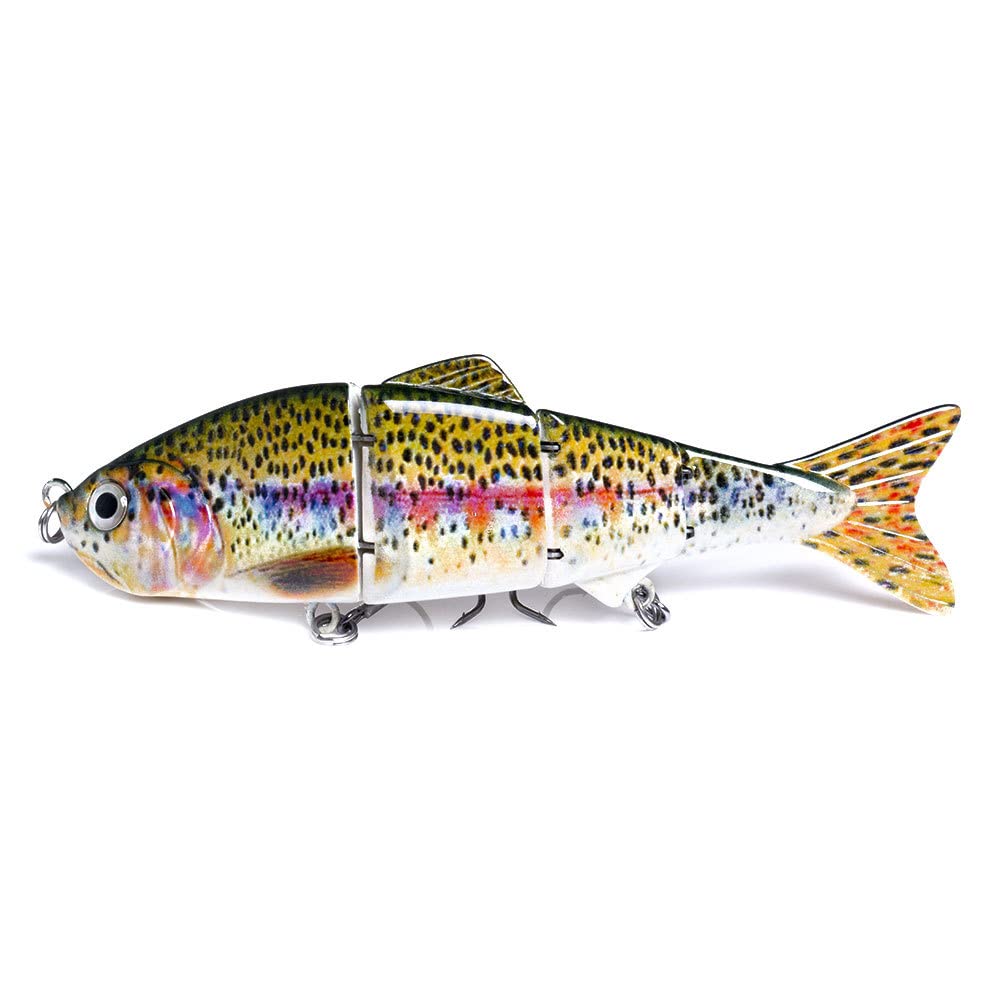 Lot de 6 leurres de pêche multi-articulés pour brochet - Appâts de pêche en eau douce et salée - Coulant lentement - Avec 4 segments - Design de simulation