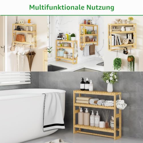 RRX Badezimmer Regal Storage Organizer,3-Tier verstellbare Schicht (Beige) – Ansicht 6