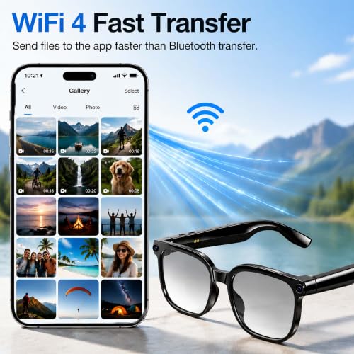 Image of AI Smart Glasses with 8MP Camera, Bluetooth Camera Glasses for Women Men