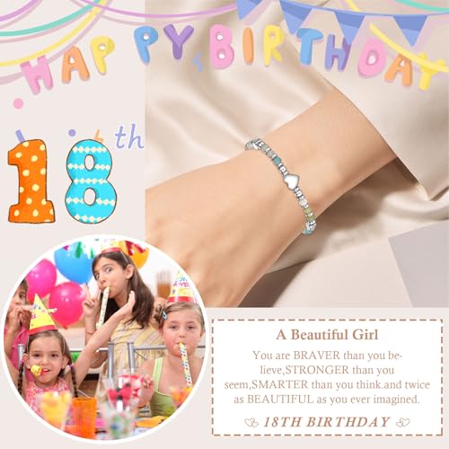 Image of 4-12 Year Old Girl Birthday Gifts, Adjustable Pink White Pearl Beaded Bracelet for Teen Girls, 4-12th Happy Birthday Christmas Graduation Gifts for Daughter Granddaughter Niece