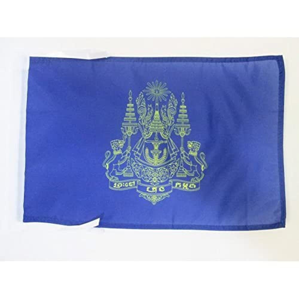 AZ FLAG - Royal Standard of Cambodia Flag - 18'' x 12'' - 100% Polyester Cambodian Kingdom Small Banner with Two Cords - Fade Resistant - Vivid Colors - 18x12 in - 45x30 Cm โ image 1