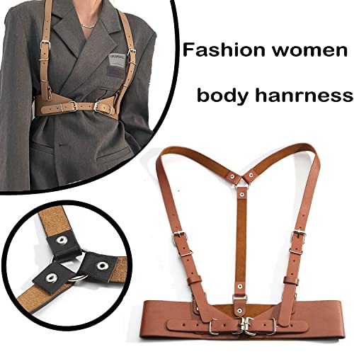 Women's Body Harness Punk Belt Leather Body chain Adjustable Gothic Belt3