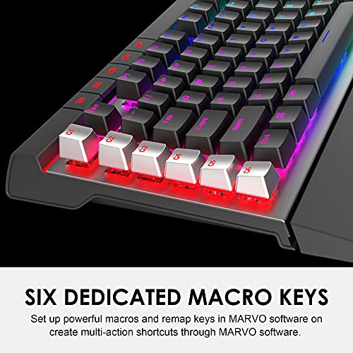 Image of MARVO KG965G RGB Mechanical Gaming Keyboard, 119 Keys Including 10 Macro Keys, Media Control, with Wrist Rest, Blue Switch