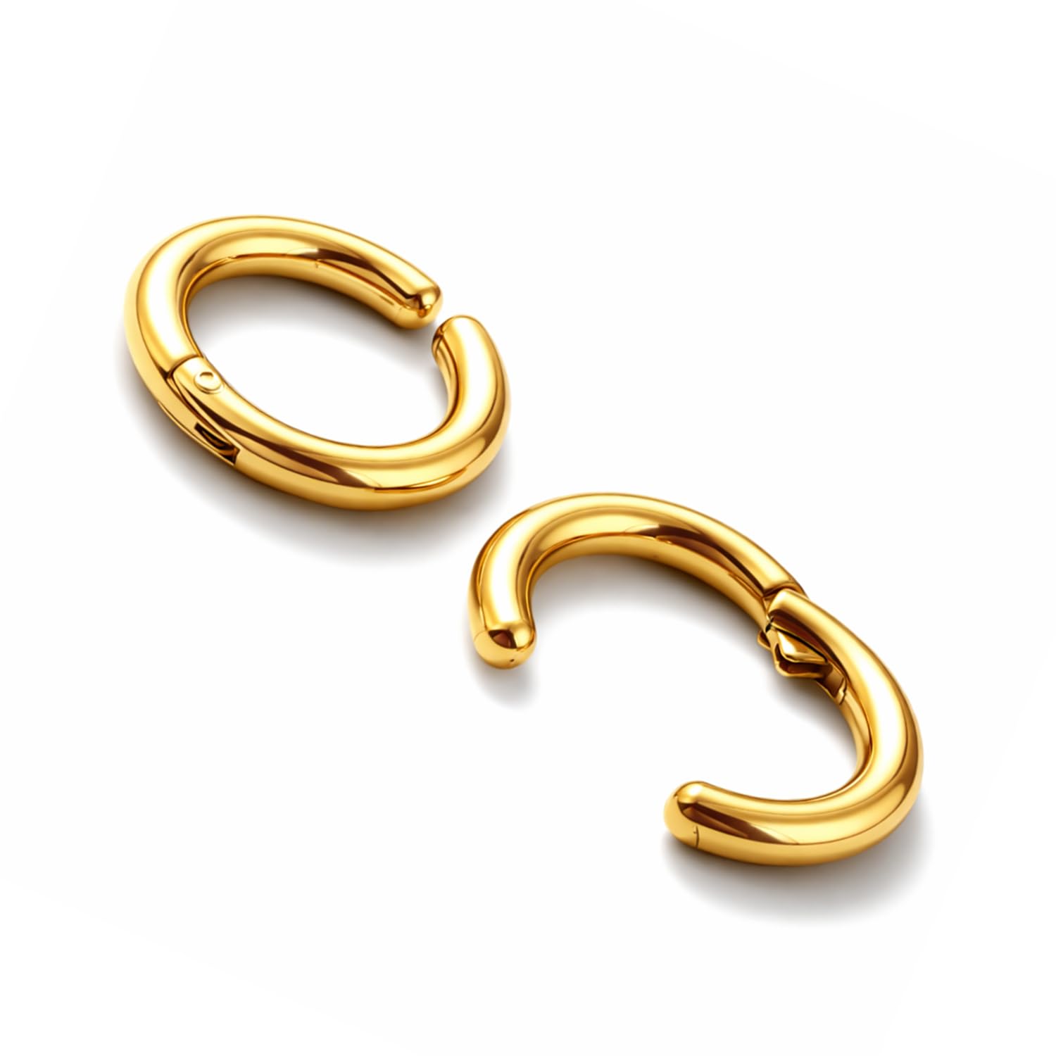 FASHIONS 16mm 18K Gold Plated Stainless Steel Anti Tarnish Round Plain Clip on Hoop Ear Cuff Without Piercing Lightweight Upper Earrings Jewelry for Men & Boys