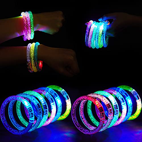 12 Pieces LED Glow Stick Bracelet Glow Sticks Bracelet Glow In The Dark Kids And Adults Stick Favors Party Colorful Glow Light Neon Bracelets for Carnival Christmas New Years Party Supplies Favors