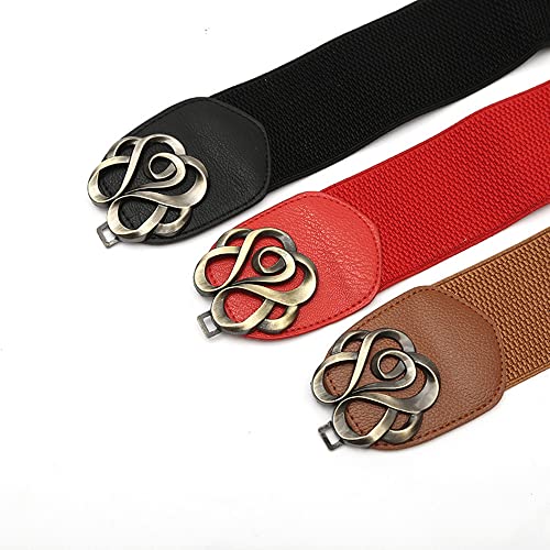 Skinny Belts for Women ,rose flower Belts Fashion Dress Belts Stretch Women Waist Belts Plus Size Elastic Waist Band for Dresses., Black, 66x6cm3