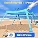 Purebox Beach Tent Sun Shelter - 10x10FT Beach Shade Canopy UPF50+ Protection Easy Setup, with 8 Sandbags, 4 Stability Poles, Sand Shovel, Ground Spikes, Outdoor Shade for Sand, Camping, Fishing