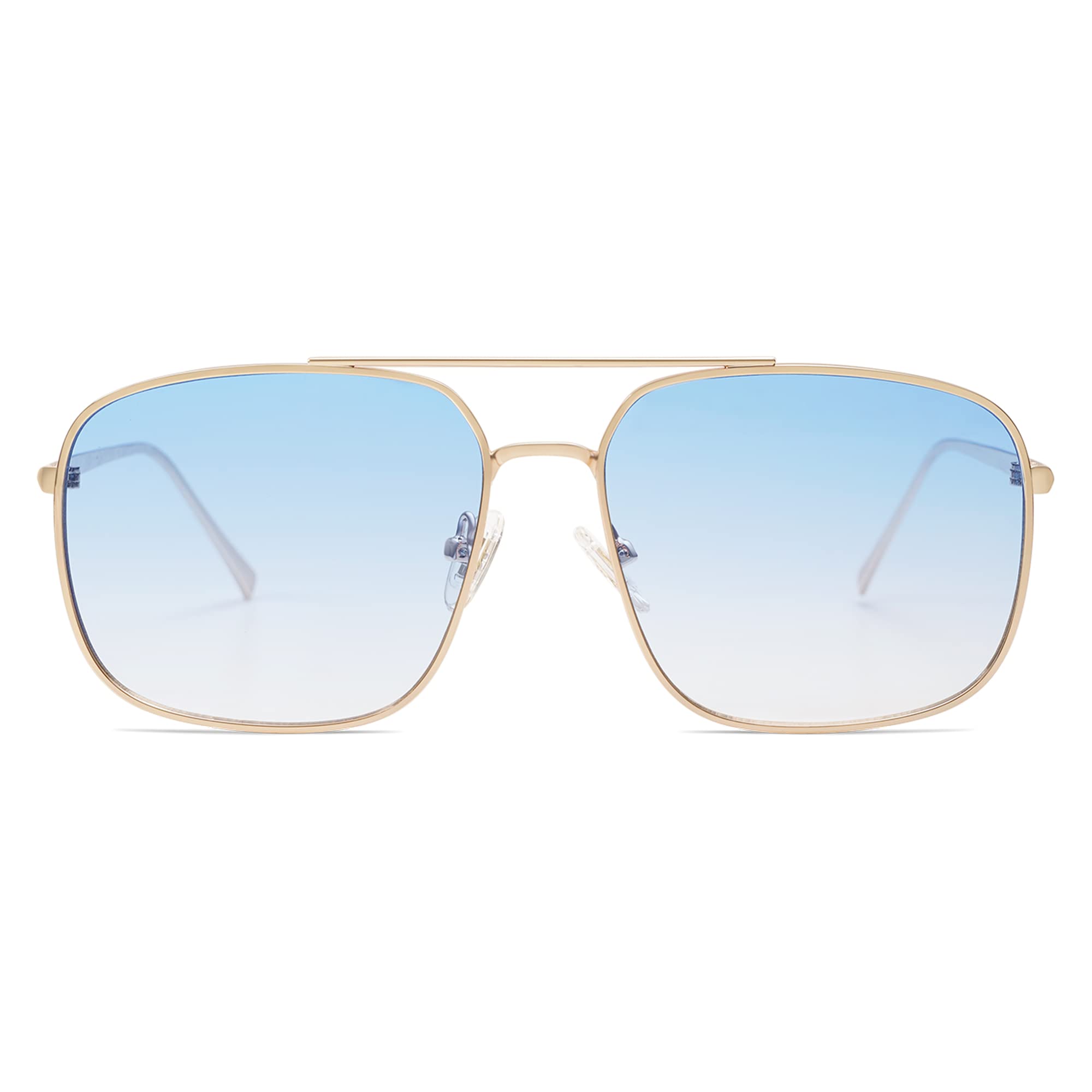 SOJOS Trendy Square Aviator Sunglasses for Women Men Gold Frame Light Tint Gradient Shades SJ1176