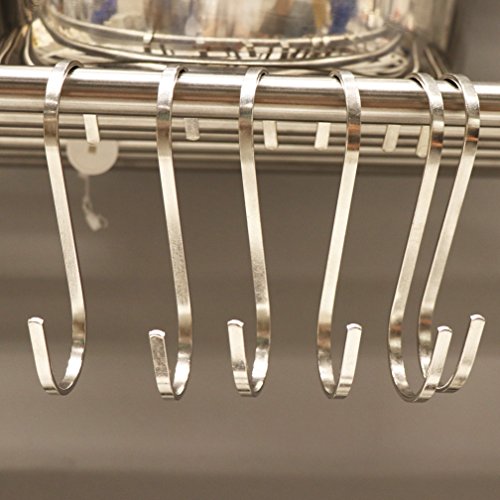 image for Esfun 12 Pack X-Large 4.5 Inch Flat S Hooks Heavy Duty Solid 304 Stain