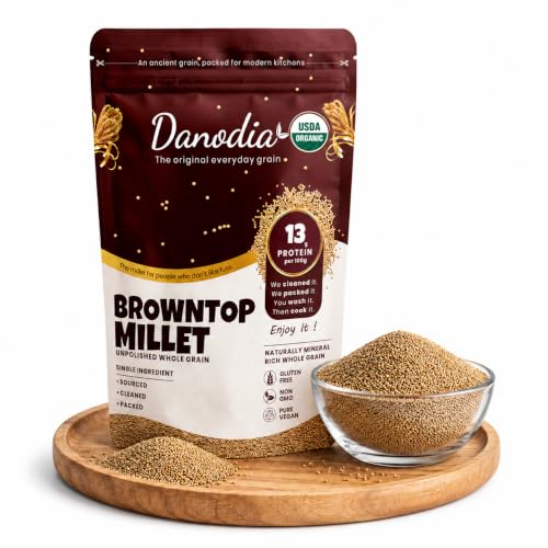 Danodia Foods USDA Organic Browntop Millet Whole Grain, Gluten-Free, 2 lb