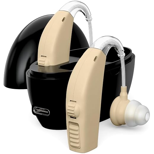 Hearing Aids - 2X Rechargeable Behind-the-Ear (BTE), Discreet & Comfortable Fit, Long Battery Life, Noise Reduction Technology, Skin Tone