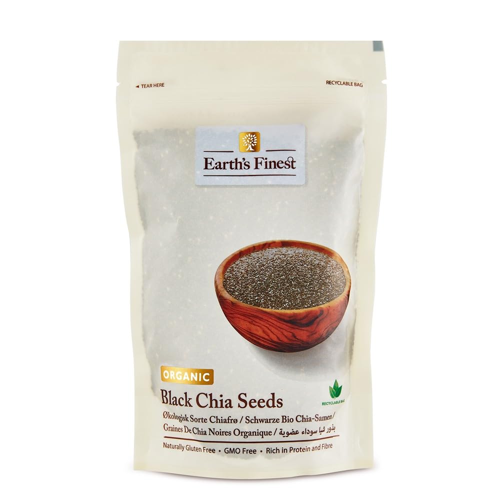 Earth's Finest Organic Black Chia Seeds | Superfood Rich In Nutrient & Antioxidants | Ideal For Cooking, Backing, Mixing, Sprinkling | Gluten-Free | Vegan | Keto Diet | 300 Gms