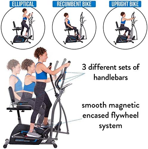 Body Champ 3-in-1 Exercise Machine, Trio Trainer, Elliptical and Upright Recumbent Bike