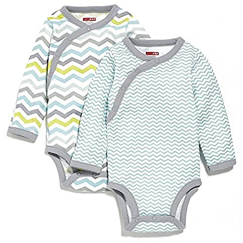 SkipHop Baby Boys' Starry Chevron Side-Snap Long Sleeve Bodysuit Set, Blue, 3 Months