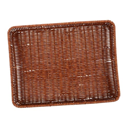 Cabilock Woven Vegetable and Fruit Basket Natural Style Display Tray for Snacks Bread and Food Serving Picnics Lightweight and Easy to Clean