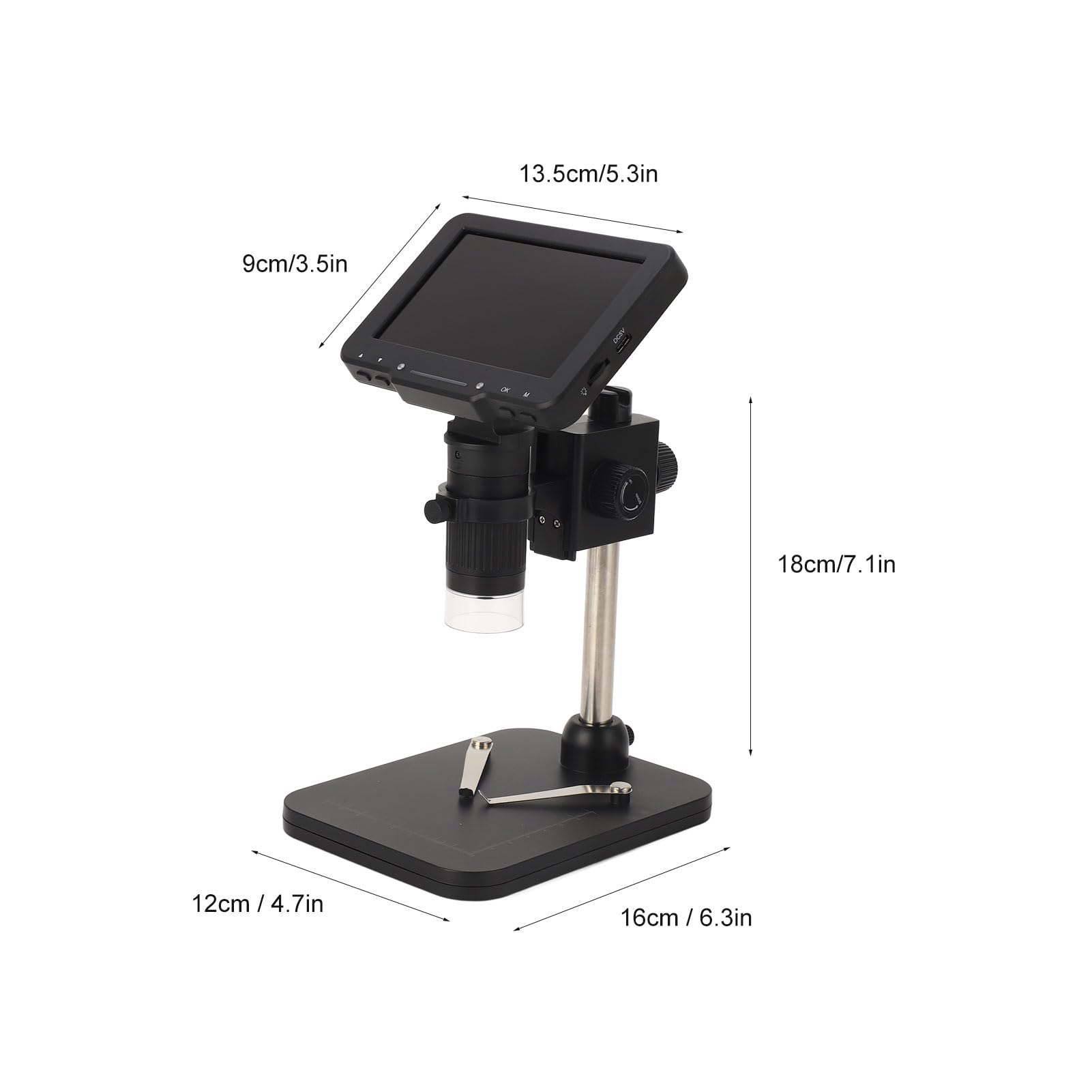 Cocoarm Digitales Mikroskop mit 5-Zoll-IPS-LCD-Lötmikroskop 16 MP 1000X mit 8 LEDs Typ C für die Münzinspektion, Leiterplattenreparatur, Uhrenschmuckbeobachtung