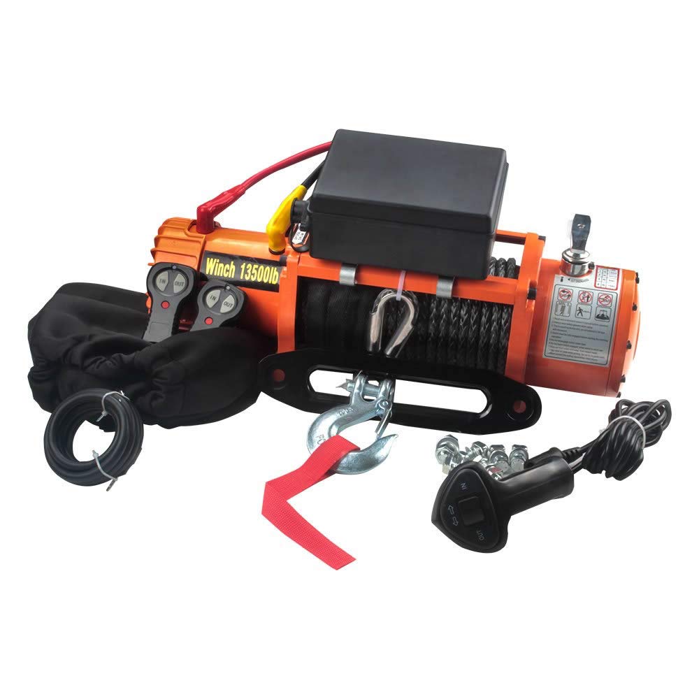 13500lb Electric Recovery Synthetic Rope Winch 4x4 Truck Trailer Car Wireless DC 12V Off Road