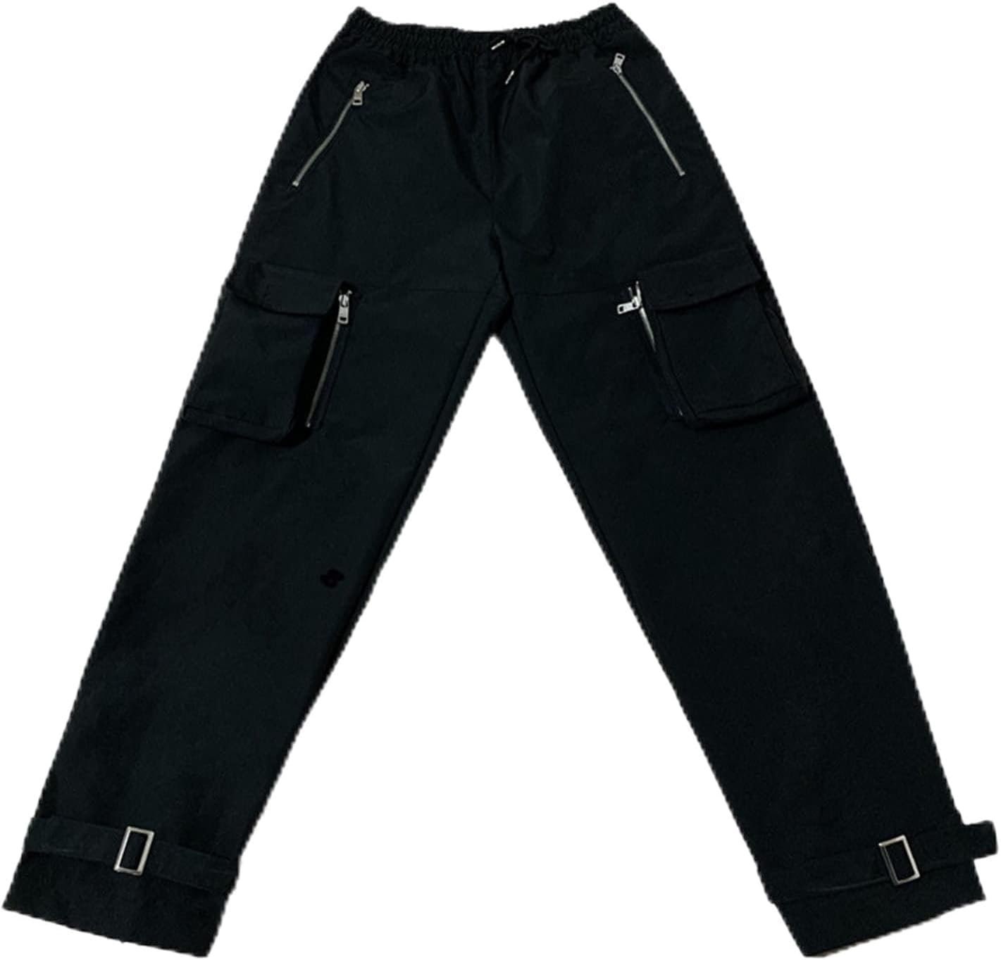 DGHM-JLMY Women's Street Pocket Zipper Cargo Pants High Waisted Flap Pocket Solid Jogger Causal Cargo Pants with Chain