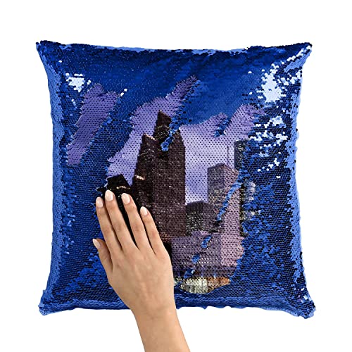 Coussin sequin bleu Houston Texas pour une décoration originale de salon