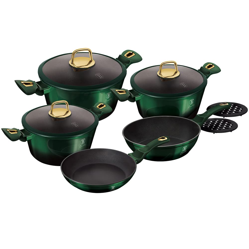 Berlinger Haus Emerald Collection 10 Stück Kochgeschirr Set, BH/6065 Emerald Edelstahl 18/8