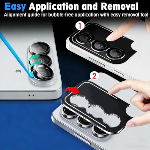 Image of Skinomi Camera Lens Protector Compatible For Samsung Galaxy S26 / S26 Plus [Anti-Scratch] Premium Tempered Glass Film Aluminum Alloy Lens Ring Cover- White Titanium
