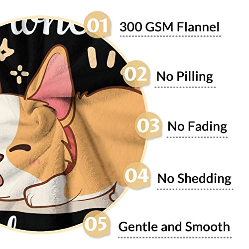 Corgi Blanket Gifts - 50"x60" Cute Throw for Adults, Kids - Black Soft Fuzzy Blankets for Bed, Couch & Living Room