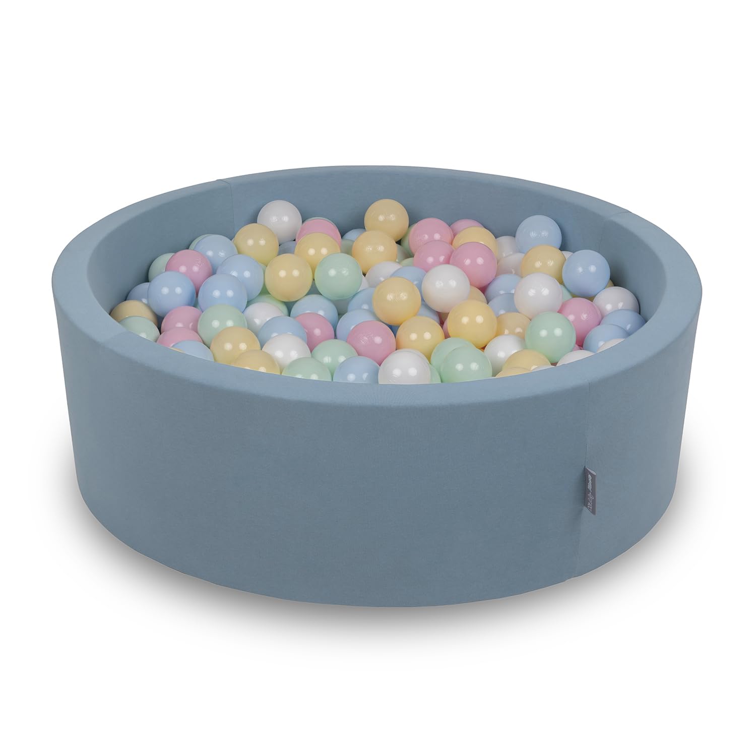 KiddyMoon Soft Ball Pit Round 90X30cm/300 Balls ∅ 7Cm/2.75In For Kids, Foam Ball Pool Baby Playballs, Blue: Pastel Blue/Pastel Yellow/White/Mint/Powder Pink — image 1