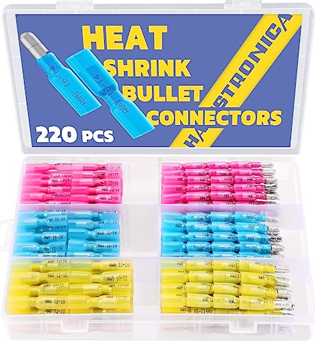 Haisstronica HU-XI-201 220Pcs Heat Shrink Bullet Connectors Awg22-10 Male And Female Wire Bullet Terminals Blue Red Yellow Bullet Butt Terminals Kit thumb #6