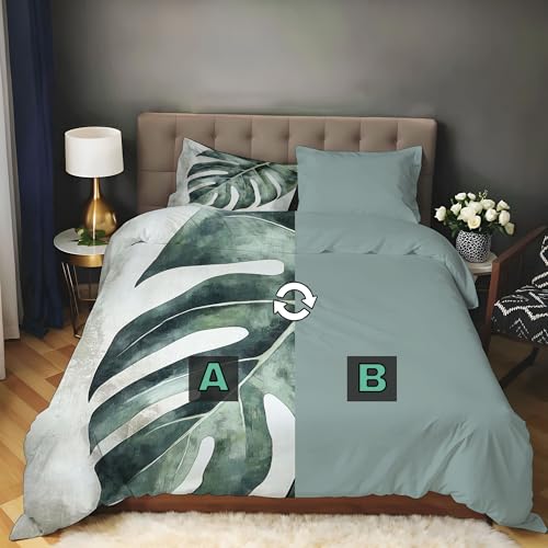 Housse de couette 200x200 microfibre gris vert avec zip