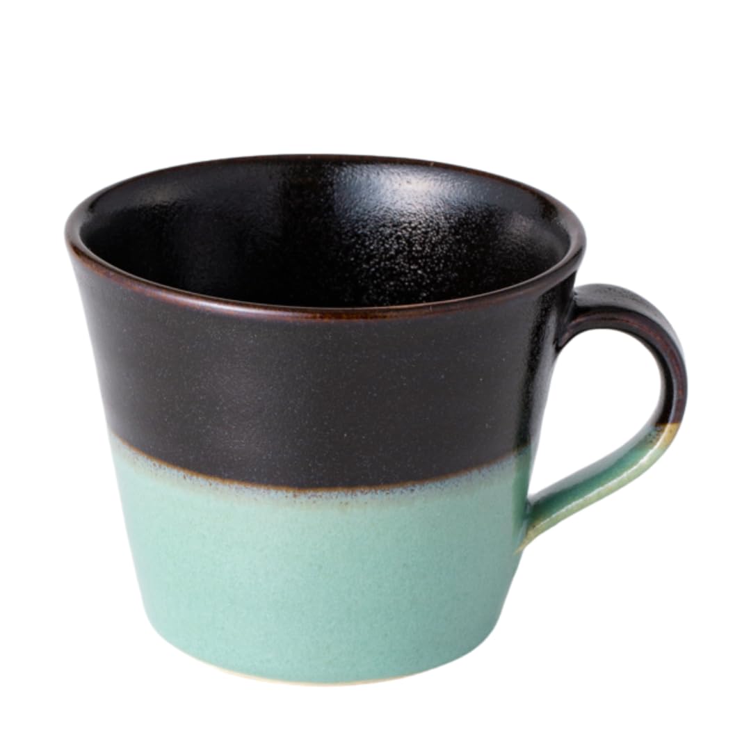 Sayado Wadagama 2-Tone Mug Black Blue Earthenware 11oz Handmade Japan