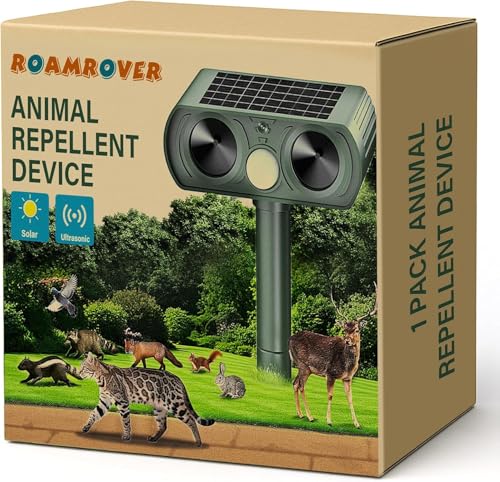 RoamRover 1er-Pack Katzenschreck für Garten Solar, Ultraschall-Katzenschreck für den Außenbereich, kann Katzen, Vögel, Füchse, Waschbären, Kaninchen und Nagetiere wirksam abwehren (1)