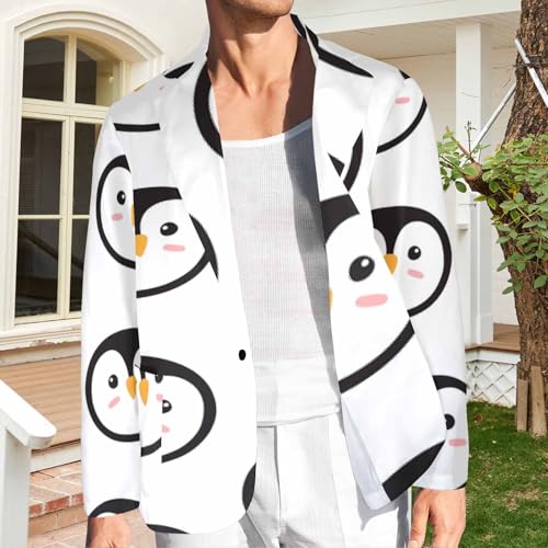 Men Blazer Jacket Cartoon Colored Penguin Face Men's Casual Blazer Suit Jackets One Button Lightweight Sport Coat2