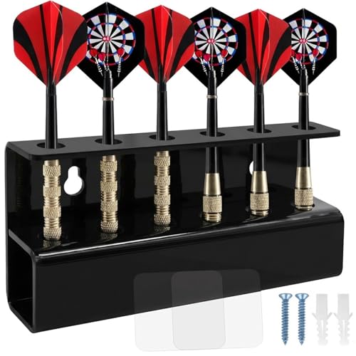 LUCTHY Wall Mounted Acrylic Dart Rack for 6 Darts Adhesive or Screw