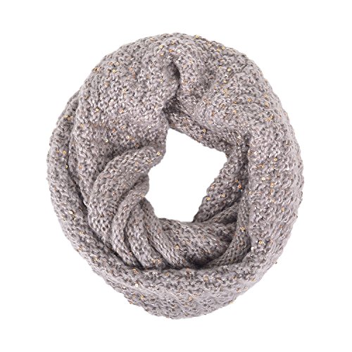 Knitted Solid Color Thick Winter Infinity Loop Scarf with Sequins