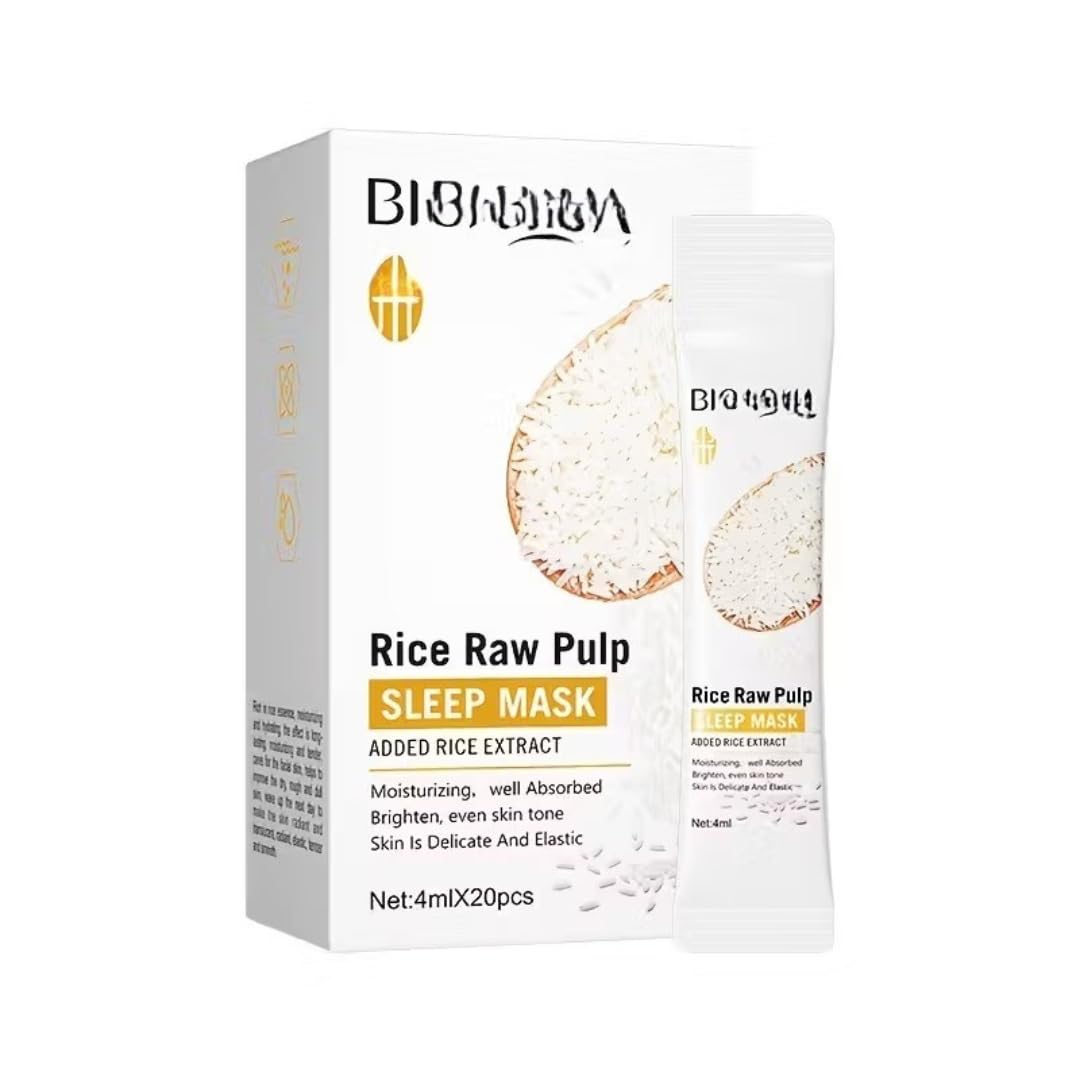 Biqua Rice Night Mask (20 sztuk) - Nawilżająca i rozjaśniająca pielęgnacja twarzy K-Beauty Korean | Korean Skincare Przeciwzmarszczkowa maska nawilżająca dla miękkiej i jasnej skóry - Kbeauty 100%