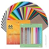 HTVRONT Heat Transfer Vinyl Bundle - 66 Pack 12x10in Iron on Vinyl for t Shirts, 40 Assorted Colors HTV Vinyl with Teflon Sheet, Standard Sticky Cutting Mat, Weeding Hook