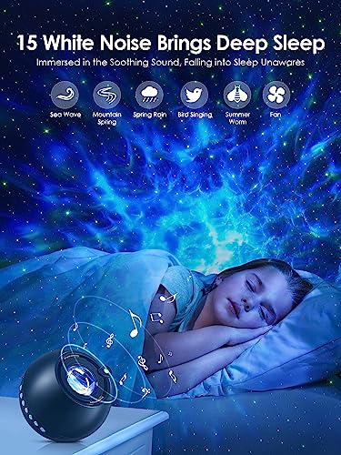 Pikoy WH-E14A [Gift Package & Birthday Gift]15 Colors/ 360 Lighting Modes /15 White Noise/Bluetooth Speaker Galaxy Projector Nebula Projector thumb #3
