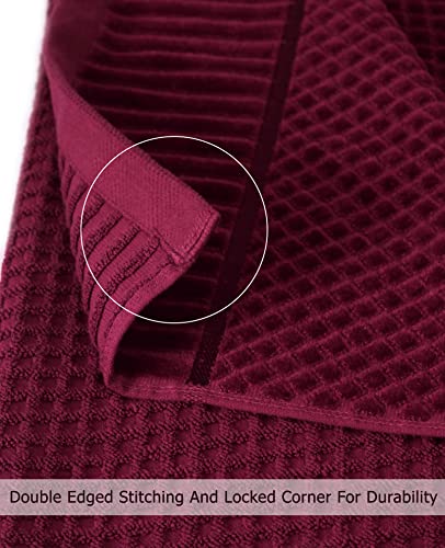 Cotton Craft 6 Piece Towel Set - 100% Cotton Cloud Soft Sculpted Jacquard Velour Decorative Guest Towel - Luxurious Absorbent Bathroom Towel Gift - 2 Bath Towels, 2 Hand Towels, 2 Washcloth - Burgundy #TOP5