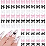 100Pcs Bows Nail Charms 3D Resin Black White Pink Bow Charms Cute Bowknot Gems Nail Art Supplies Jewels Decor for DIY Crafts Women Phone Cases Scrapbooks Envelope Cards Making