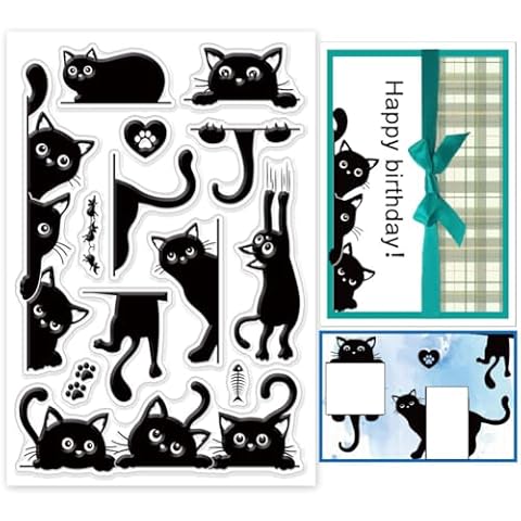 GLOBLELAND Black Cat Clear Stamps for Crafting Cover