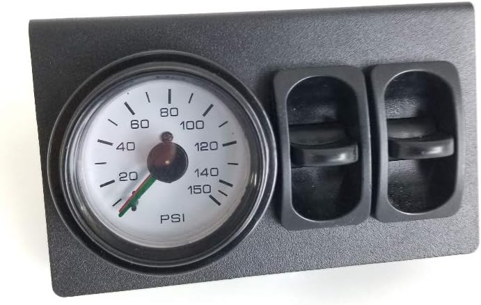 Universal Towing Assist Helper Air Ride Suspension Control Panel 150 Psi Gauge Dual Paddle Switch 1/4" airhose White Face