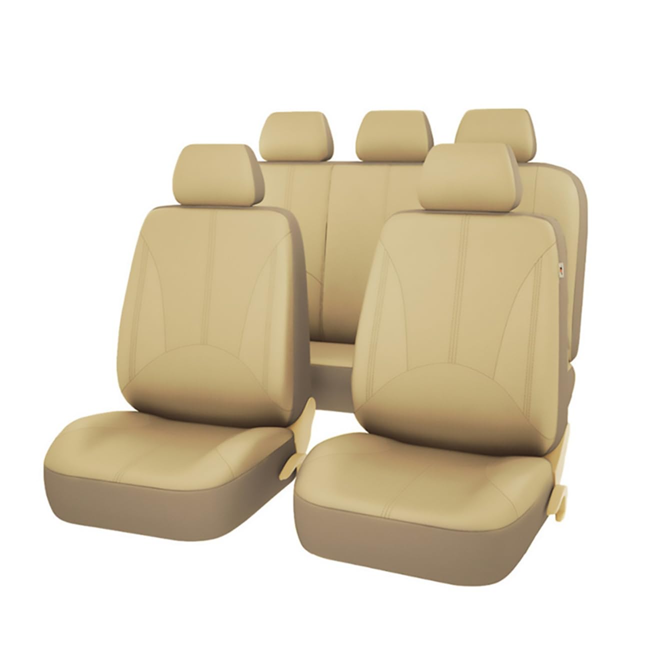 PctJin Universal Car Seat Cover, 9Pcs Protector PU Leather Front & Rear Seat Back Cushion Pad Mat Backrest, for Auto Interior Truck SUV Sedan, Easy Fit,Brown