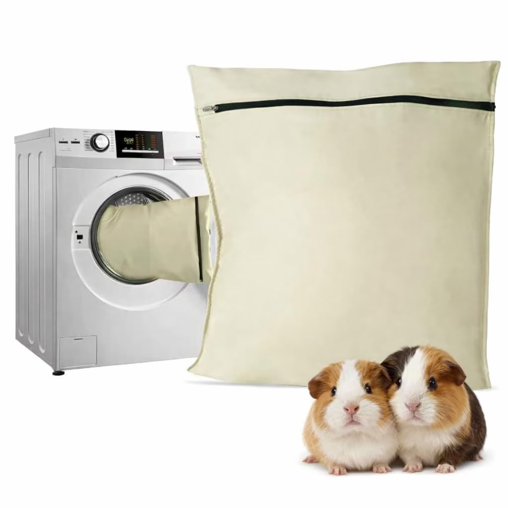 Pebble And Puddle Beige Guinea Pig Cage Liner Wash Bag, Pet Laundry Bag, Reusable