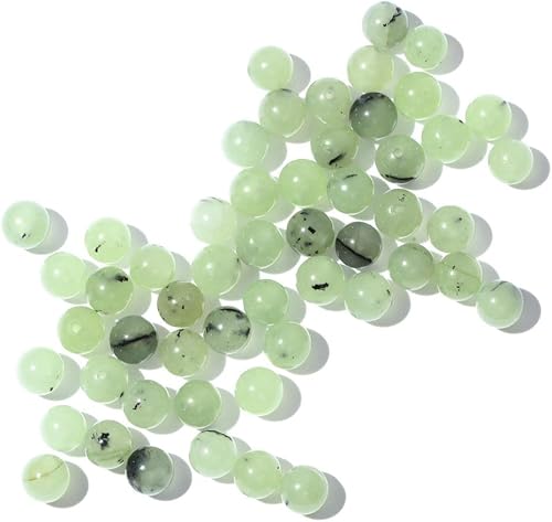 Miniatura 3 de 100 cuentas de piedra natural Prehnite de 0.236 pulgadas (0.236 in) con piedras preciosas redondas espaciadoras sueltas para hacer joyas, pulseras y