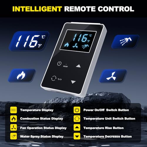 Image of 55000 BTU RV Tankless Water Heater, 12V 3.9 GPM, CSA Certificated, Instant Hot Water Heater with Wired Remote Controller, High Altitude Available, Compatible with All RVs (White)