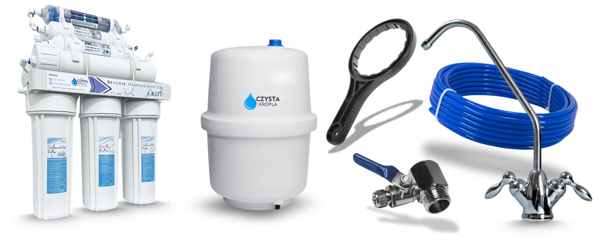 Czysta Kropla Sistema de Ósmosis Inversa de 7 Etapas Filtro de Agua Bajo Fregadero con Mineralizador Ionizador y Tanque de 12 Litros RO7