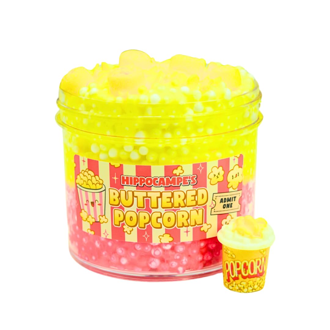 Buttered Popcorn Slime (SCENTED) | Handmade Slime | Hippocampe Slimes (6OZ)